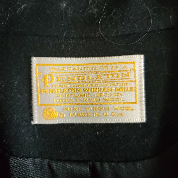 Vintage 50s Pendleton Classic 2 Button Black Wool Blazer Jacket 14 - Picture 10 of 11